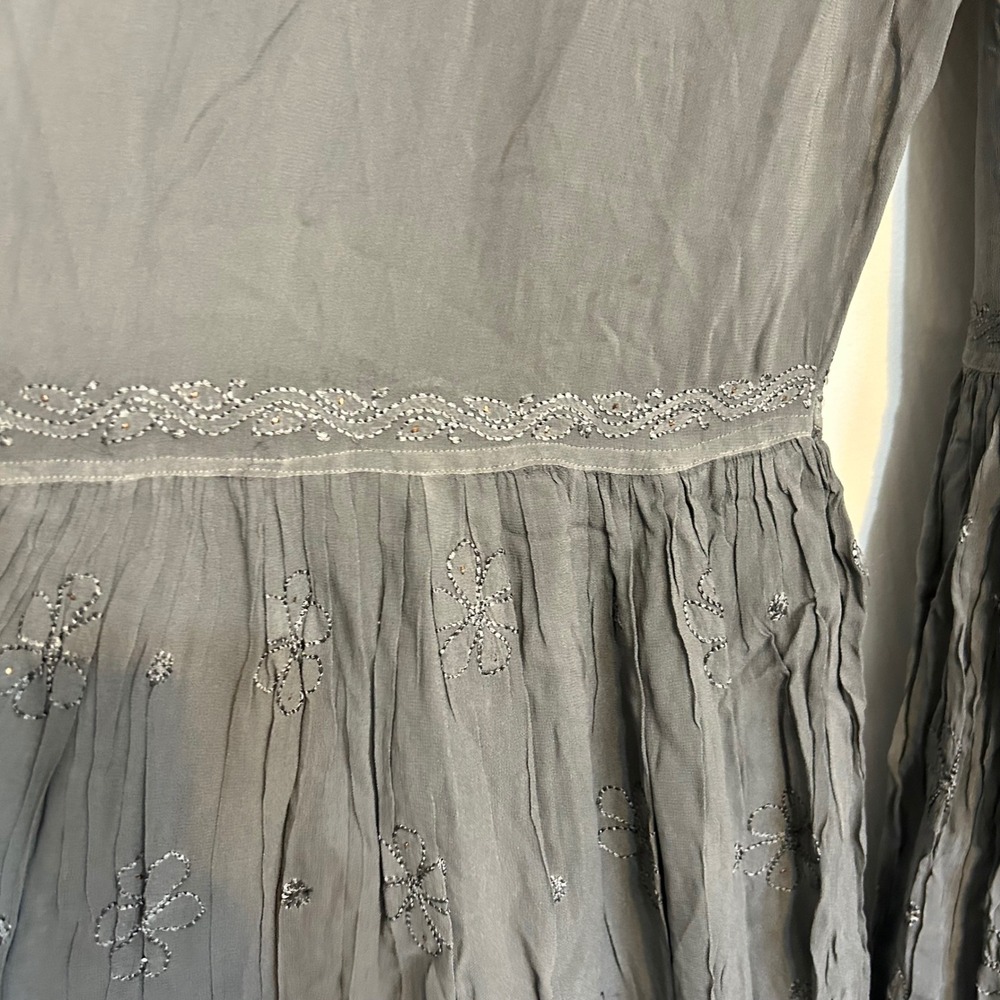 Boho, Festival, Palazzo embroidered gray pants - Picture 5 of 7